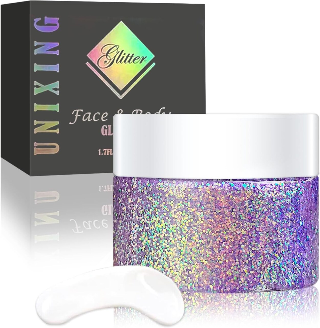 Holographic Body Glitter Gel for Body, Face, Hair and Lip Color Changing Sparkling Face Glitter Gel Mermaid Sequins Glitter Face Paint for Women Girls Music Festival Concerts Party (Purple Chameleon)